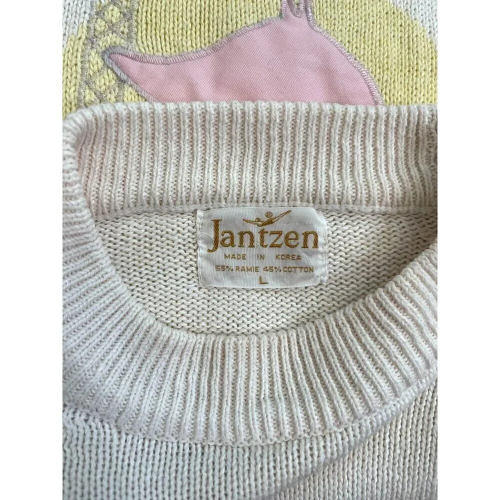 Vintage Jantzen Palm Tree Knit Sweater Large